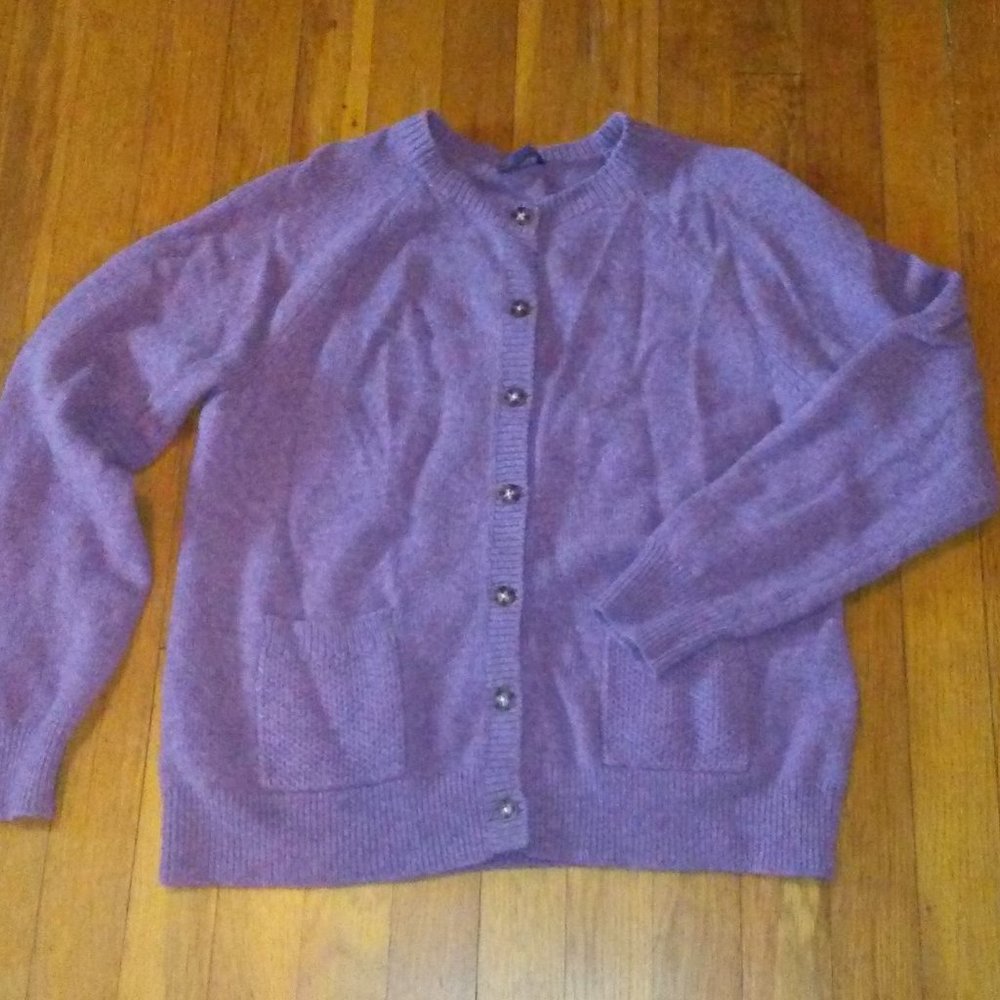 Lavender Purple Pendleton Wool Blend Cardigan - L